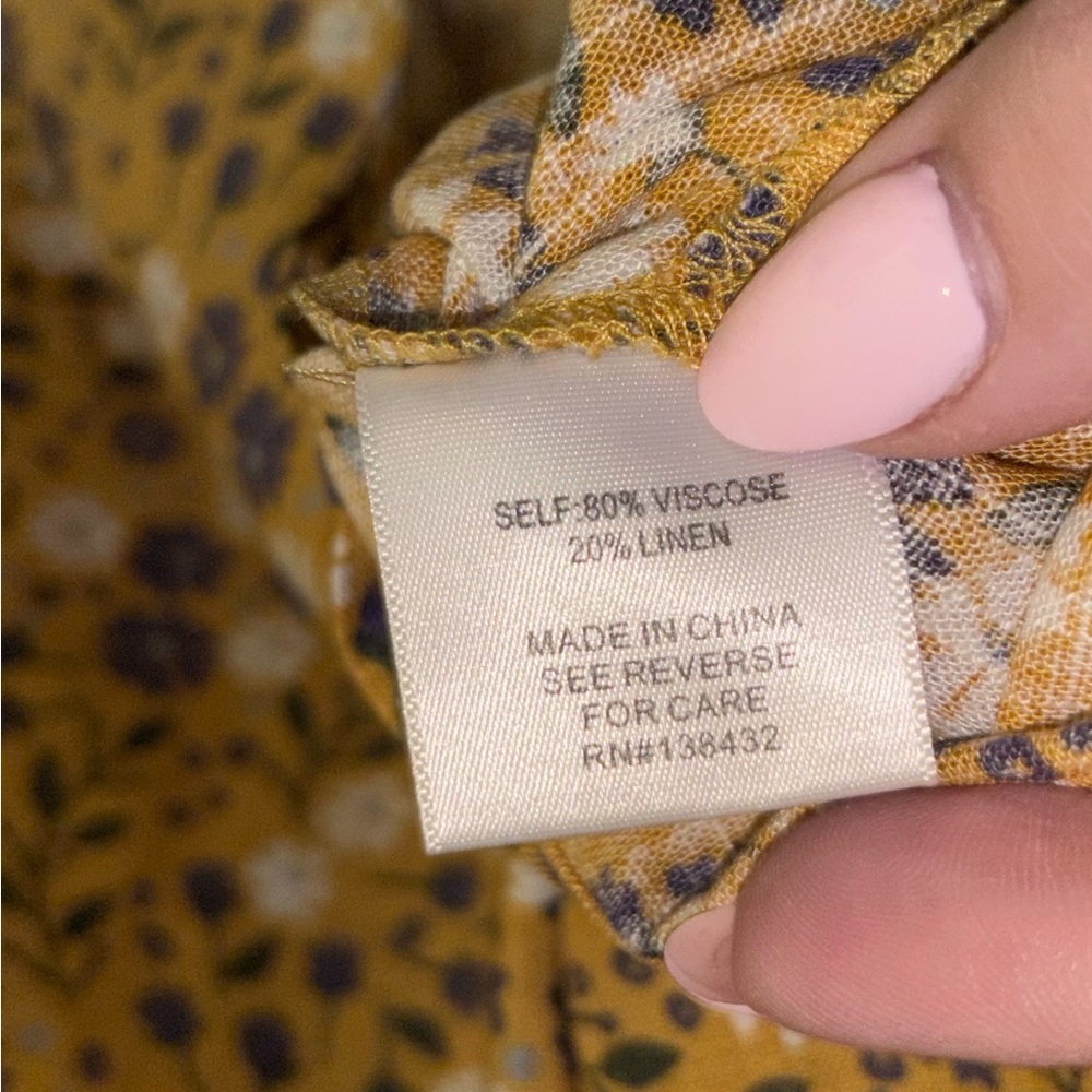 NWT ModCloth Spruced Up Summer Sleeveless Top Yellow Floral Linen Blend Medium - Picture 11 of 11